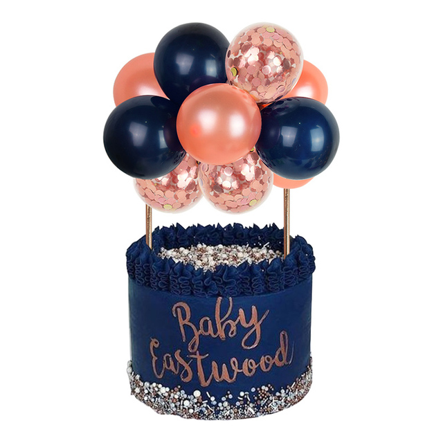 Ozdoba tortu - 10 sztuk metalowych balonów w kształcie chmurki z konfetti na urodzinowy tort weselny - Wianko - 15