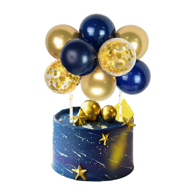 Ozdoba tortu - 10 sztuk metalowych balonów w kształcie chmurki z konfetti na urodzinowy tort weselny - Wianko - 13