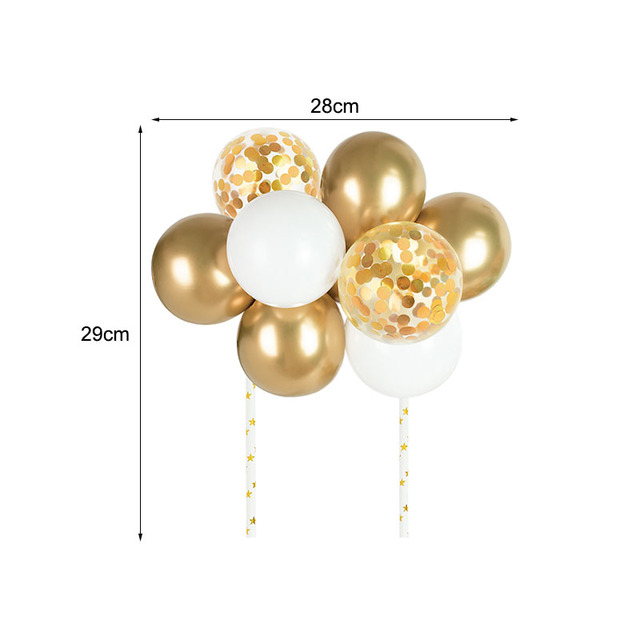 Ozdoba tortu - 10 sztuk metalowych balonów w kształcie chmurki z konfetti na urodzinowy tort weselny - Wianko - 5
