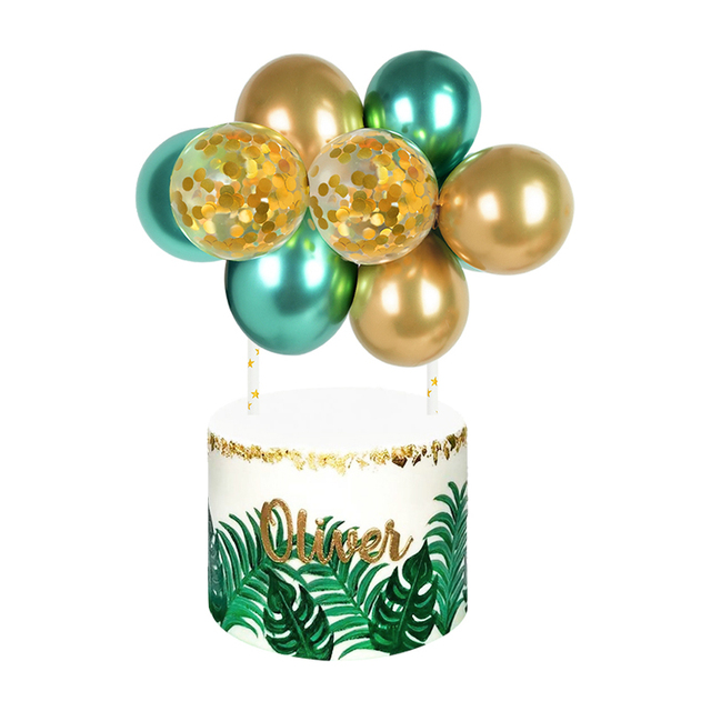 Ozdoba tortu - 10 sztuk metalowych balonów w kształcie chmurki z konfetti na urodzinowy tort weselny - Wianko - 12