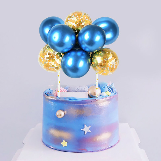 Ozdoba tortu - 10 sztuk metalowych balonów w kształcie chmurki z konfetti na urodzinowy tort weselny - Wianko - 1