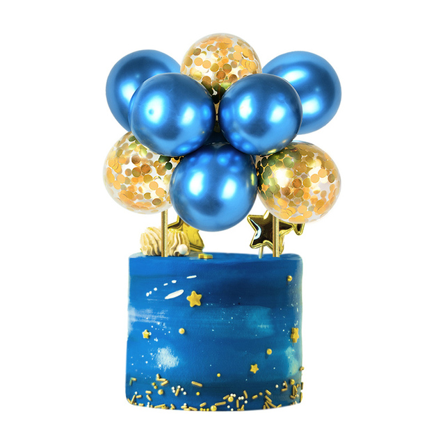 Ozdoba tortu - 10 sztuk metalowych balonów w kształcie chmurki z konfetti na urodzinowy tort weselny - Wianko - 9