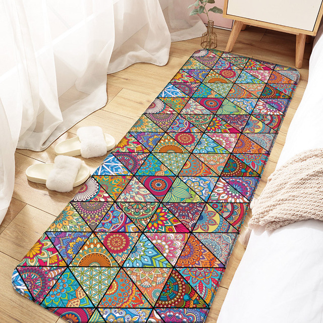 Dywan mata Mandala Style z kolorowym kwiatowym wzorem - antypoślizgowa dekoracja podłogowa do salonu, łazienki, kuchni - Wianko - 9