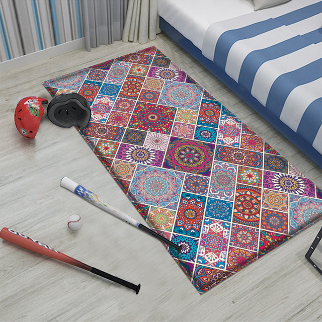 Dywan mata Mandala Style z kolorowym kwiatowym wzorem - antypoślizgowa dekoracja podłogowa do salonu, łazienki, kuchni - Wianko - 22