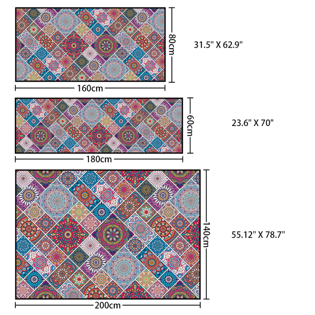 Dywan mata Mandala Style z kolorowym kwiatowym wzorem - antypoślizgowa dekoracja podłogowa do salonu, łazienki, kuchni - Wianko - 2