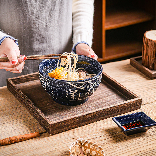 Miska do ramen FANCITY, japońska zastawa stołowa, ceramiczna, czerwona - Wianko - 2