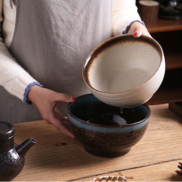 Miska do ramen FANCITY, japońska zastawa stołowa, ceramiczna, czerwona - Wianko - 8