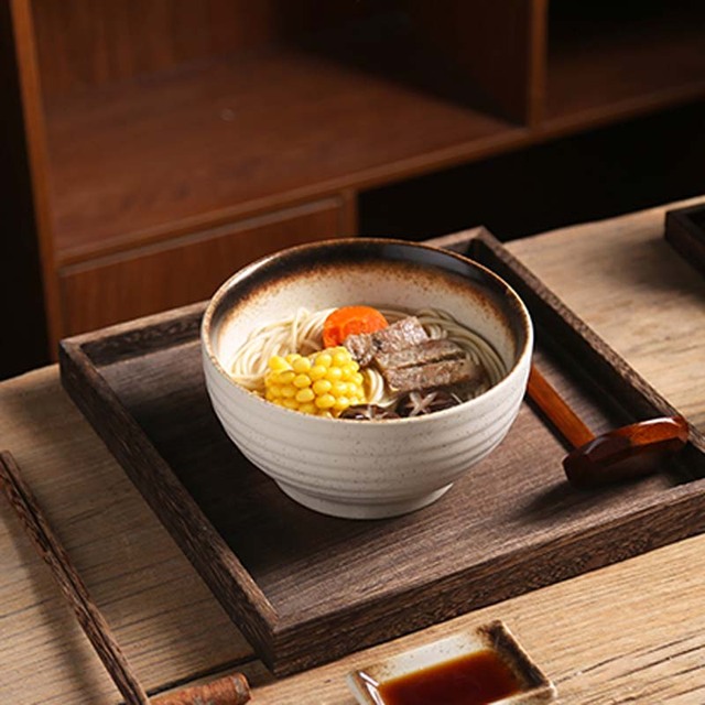 Miska do ramen FANCITY, japońska zastawa stołowa, ceramiczna, czerwona - Wianko - 7