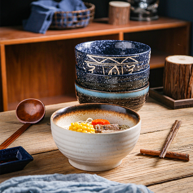 Miska do ramen FANCITY, japońska zastawa stołowa, ceramiczna, czerwona - Wianko - 3