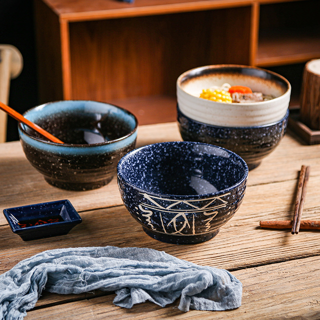 Miska do ramen FANCITY, japońska zastawa stołowa, ceramiczna, czerwona - Wianko - 5
