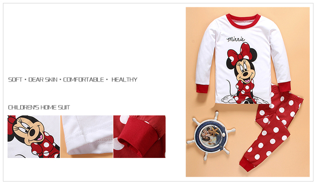 Nowe jesienno-zimowe zestawy piżam dla dziewczynek Minnie Mouse, bawełniane, 1-7 lat - Wianko - 8