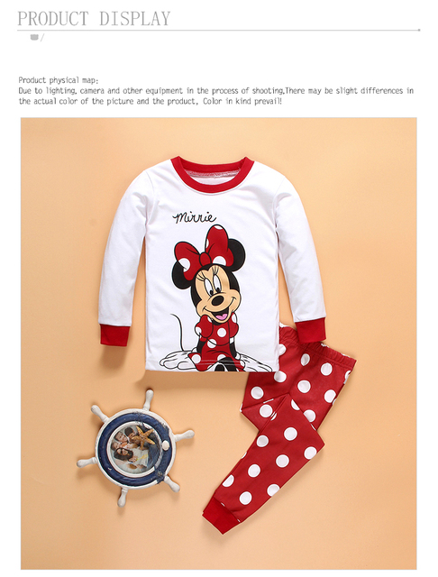 Nowe jesienno-zimowe zestawy piżam dla dziewczynek Minnie Mouse, bawełniane, 1-7 lat - Wianko - 11