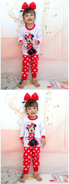 Nowe jesienno-zimowe zestawy piżam dla dziewczynek Minnie Mouse, bawełniane, 1-7 lat - Wianko - 7