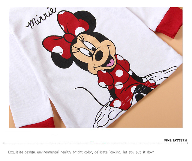 Nowe jesienno-zimowe zestawy piżam dla dziewczynek Minnie Mouse, bawełniane, 1-7 lat - Wianko - 14