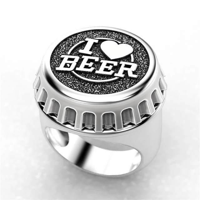Pierścień mężczyźni Nakrętka na piwo Design Kreatywny Punk Party prezent na rocznicę Grzywny Powieść - Wianko - 1