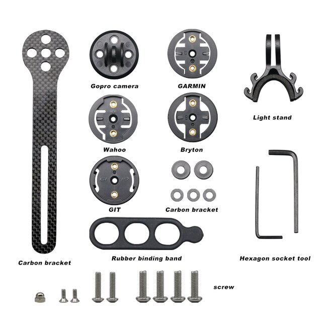 Uchwyt rowerowy do komputera Garmin, Cateye, Bryton i GoPro, włókno węglowe, zaczep na lampę, GPS, akcesoria rowerowe - Wianko - 10