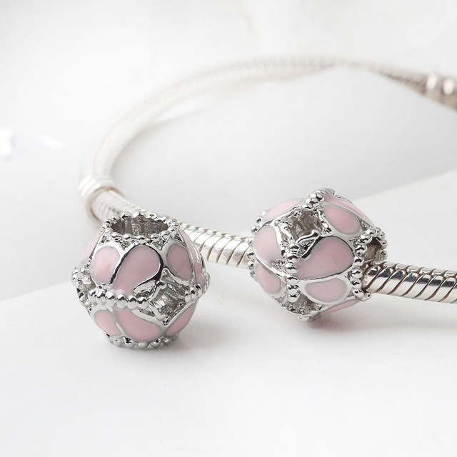 Nowe koraliki w kształcie różowych lodów serca z charms dostosowane do bransoletki Pandora - prezent dla pań - Wianko - 34