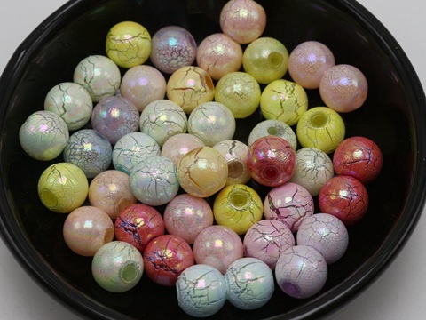 100 pastelowych koralików akrylowych matowych w różnorodnych kolorach Crackle o średnicy 10mm - Wianko - 1