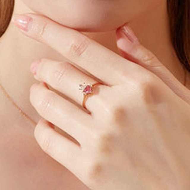 Pierścień koronkowy z czerwonym kryształem w klasycznym kształcie serca, złoty kolor, biżuteria elegancji dla kobiet - Wianko - 7