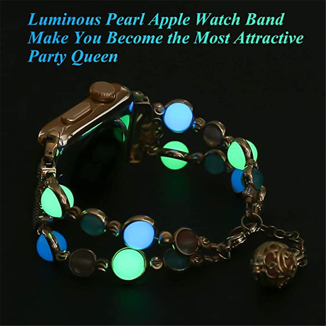 Pasek z pereł dla Apple Watch 7 - noc Luminous, zespół 41mm/45mm, kompatybilny z iWatch serii 6/SE/5/4/3 - dla kobiet, 40mm/44mm - Wianko - 1