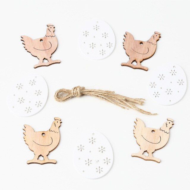 8 sztuk drewnianych dekoracji jaj wielkanocnych z królikiem DIY dla dzieci - Wianko - 23