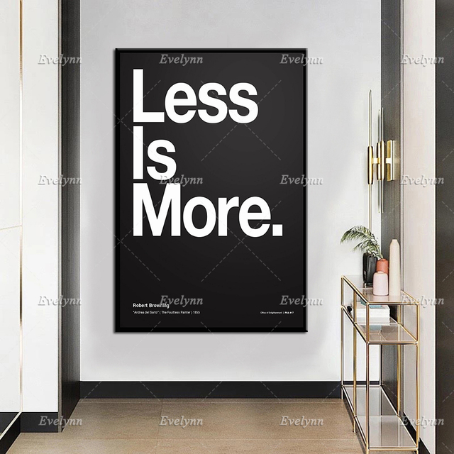 Plakat Mies Van Der Rohe Helvetica - śmieszny cytat, czarno-białe nowoczesne wydruki na płótnie do wystroju domu - Wianko - 4