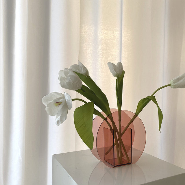 Nowoczesny okrągły wazon kwiatowy w kolorze różowego złota, dekoracje do salonu, styl nordycki, przezroczysty, wykonany z plastiku DL60HP - Wianko - 12
