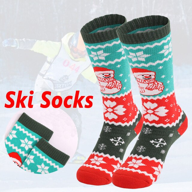 Skarpety narciarskie dziecięce - gruba bawełna, sport, snowboard, kolarstwo, narciarstwo, piłka nożna, nadruk świąteczny, elastyczne, termoaktywne - Wianko - 17