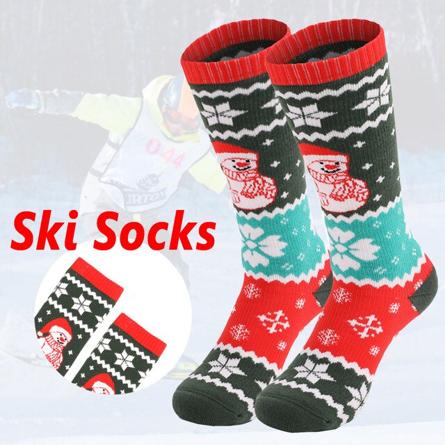 Skarpety narciarskie dziecięce - gruba bawełna, sport, snowboard, kolarstwo, narciarstwo, piłka nożna, nadruk świąteczny, elastyczne, termoaktywne - Wianko - 7