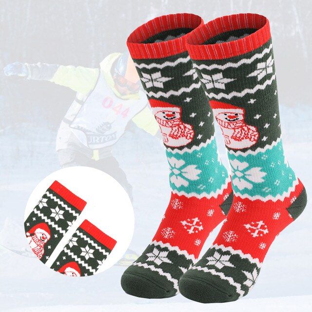 Skarpety narciarskie dziecięce - gruba bawełna, sport, snowboard, kolarstwo, narciarstwo, piłka nożna, nadruk świąteczny, elastyczne, termoaktywne - Wianko - 8