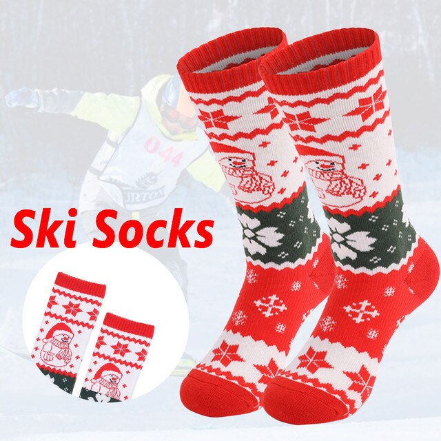 Skarpety narciarskie dziecięce - gruba bawełna, sport, snowboard, kolarstwo, narciarstwo, piłka nożna, nadruk świąteczny, elastyczne, termoaktywne - Wianko - 22