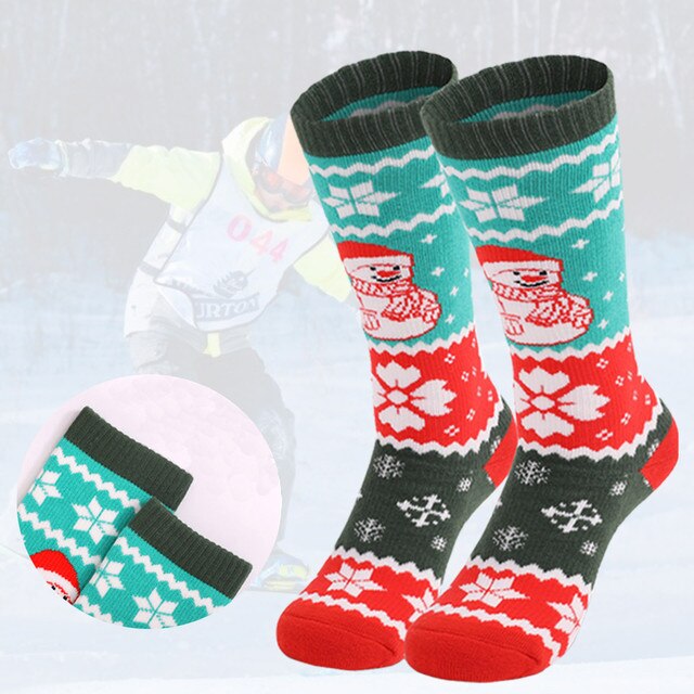Skarpety narciarskie dziecięce - gruba bawełna, sport, snowboard, kolarstwo, narciarstwo, piłka nożna, nadruk świąteczny, elastyczne, termoaktywne - Wianko - 18