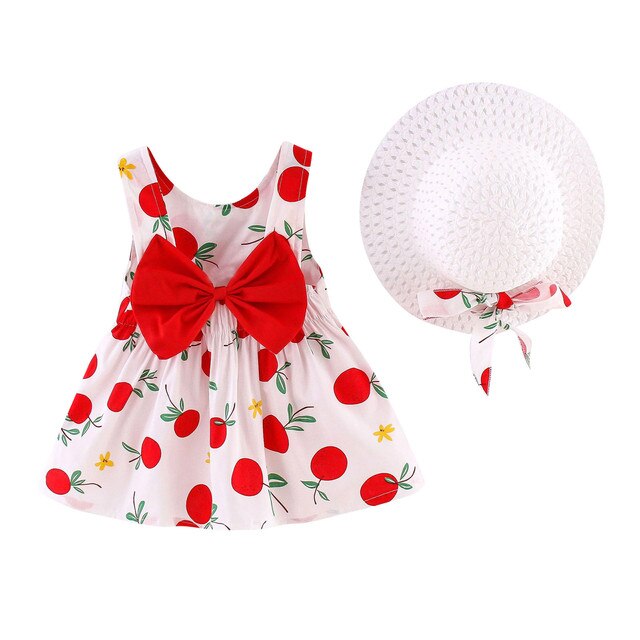2021 Letnia sukienka dla dzieci dziewcząt bez rękawów z pomarańczowym nadrukiem księżniczki i kapeluszem - Wianko - 5
