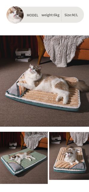 Domki, kojce i łóżka - Zimowa wyściełana poduszka HOOPET dla małych i dużych psów oraz kotów - Super miękka i wytrzymała zdejmowana mata - Wianko - 7