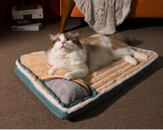 Domki, kojce i łóżka - Zimowa wyściełana poduszka HOOPET dla małych i dużych psów oraz kotów - Super miękka i wytrzymała zdejmowana mata - Wianko - 17