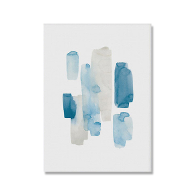 Skandynawska abstrakcyjna malarstwo na płótnie w niebieskim kolorze z minimalistycznym nadrukiem piórka dla wnętrz salonu - Wianko - 8