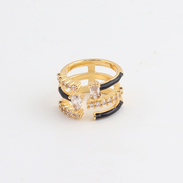 Obrączka ślubna z emalią, kolorowe pierścionki z cyrkonem, biżuteria metalowa dla kobiet - regulowany rozmiar - Wianko - 6