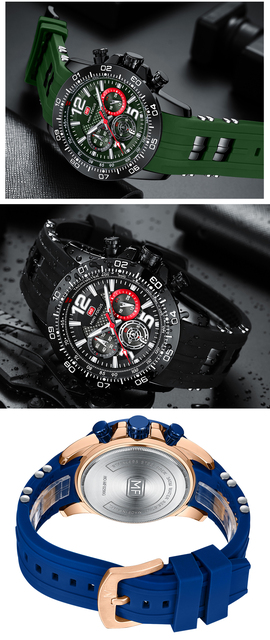 Męski zegarek kwarcowy MINI FOCUS, wodoodporny, chronograf, pasek silikonowy - Wianko - 14