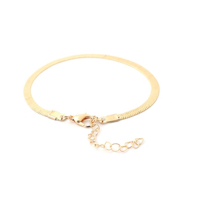 Klasyczna płaska bransoletka wężowa z łańcucha ze stali nierdzewnej - złoty kolor, modna biżuteria dla kobiet na prezent - Wianko - 4