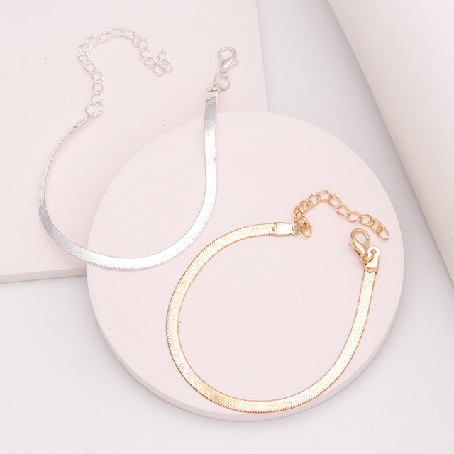 Klasyczna płaska bransoletka wężowa z łańcucha ze stali nierdzewnej - złoty kolor, modna biżuteria dla kobiet na prezent - Wianko - 8