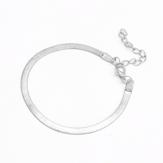 Klasyczna płaska bransoletka wężowa z łańcucha ze stali nierdzewnej - złoty kolor, modna biżuteria dla kobiet na prezent - Wianko - 6