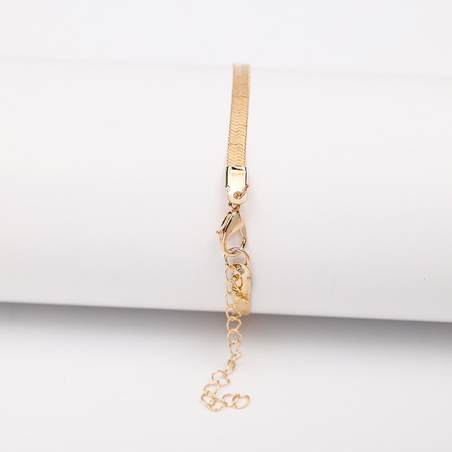 Klasyczna płaska bransoletka wężowa z łańcucha ze stali nierdzewnej - złoty kolor, modna biżuteria dla kobiet na prezent - Wianko - 3