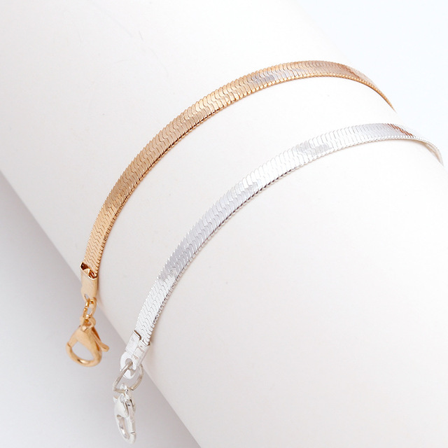 Klasyczna płaska bransoletka wężowa z łańcucha ze stali nierdzewnej - złoty kolor, modna biżuteria dla kobiet na prezent - Wianko - 7