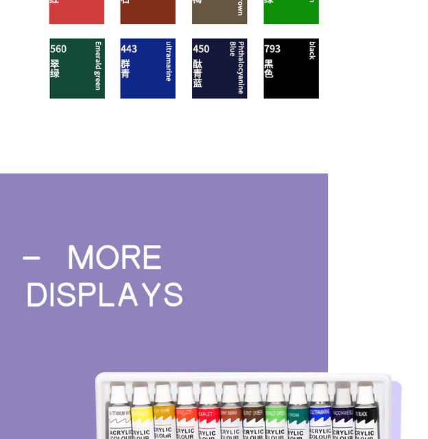 Farby akrylowe do rysowania i malowania artystycznego - 12 kolorów o pojemności 12 ml / 6 ml, pigmentowane, idealne na ściany - dostawa dla artystów DIY - Wianko - 7