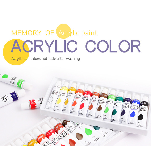 Farby akrylowe do rysowania i malowania artystycznego - 12 kolorów o pojemności 12 ml / 6 ml, pigmentowane, idealne na ściany - dostawa dla artystów DIY - Wianko - 1