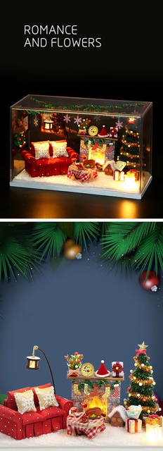 Nowe kreatywne świąteczne meble do domku dla lalek - 3D drewniany domek dla lalek - zabawki na prezenty urodzinowe dla dzieci - Wianko - 7