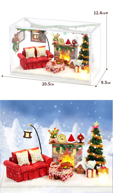Nowe kreatywne świąteczne meble do domku dla lalek - 3D drewniany domek dla lalek - zabawki na prezenty urodzinowe dla dzieci - Wianko - 2
