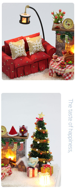 Nowe kreatywne świąteczne meble do domku dla lalek - 3D drewniany domek dla lalek - zabawki na prezenty urodzinowe dla dzieci - Wianko - 5