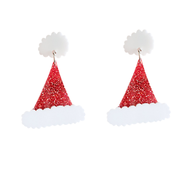 Kolczyki wiszące KUGUYS 2021 Christmas Drop dla kobiet - Gingerbread Man, czapka śniegowa, drewniana akrylowa ozdoba - Wianko - 8