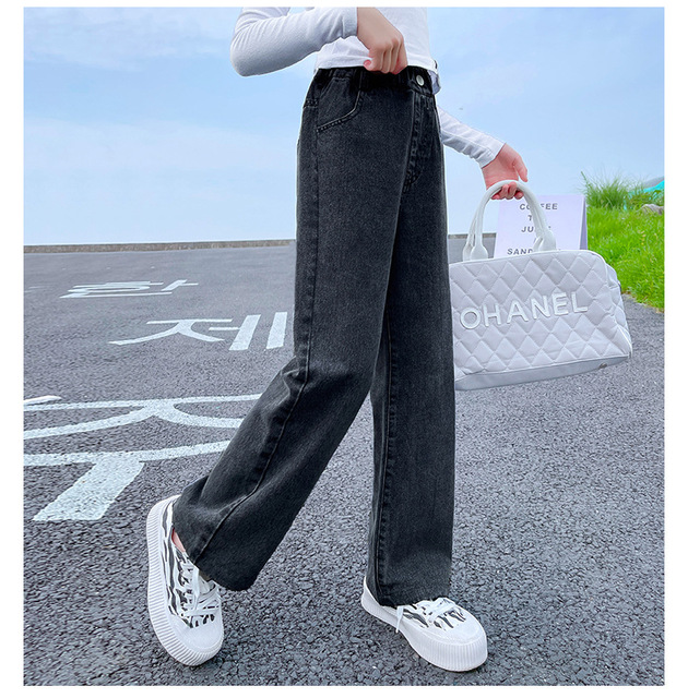 Winter jeans for girls, with polar fleece, loose wide leg, trendy and suitable for all school matches, warm denim pants - Wianko - 9